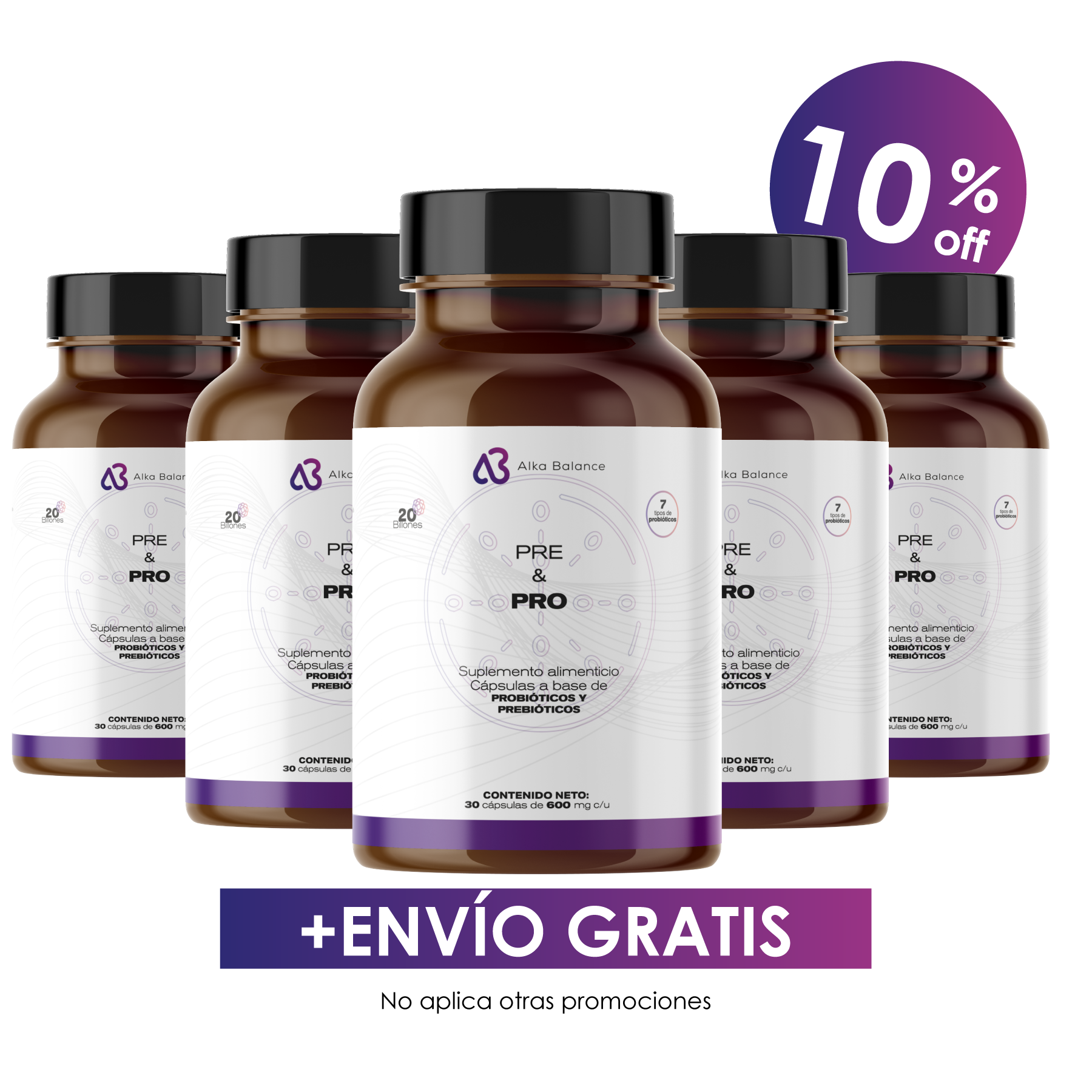 KIT - Prebióticos y Probióticos (5 botes)